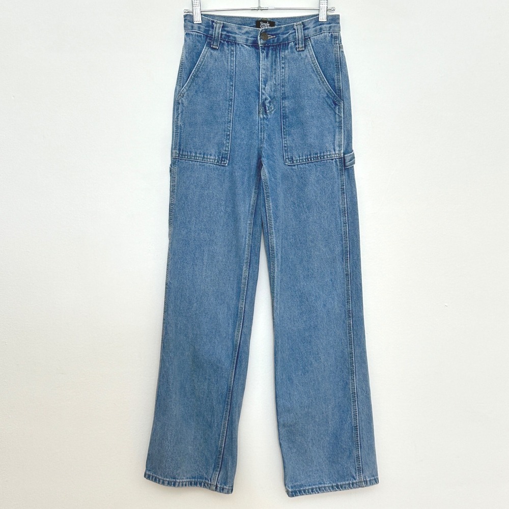 Simple Society Womens Jeans 00 Super High Rise Carpenter Wide Loose Baggy Retro